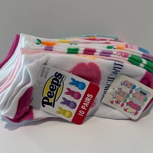 NWT PEEPS 10 Pairs Colorful Ankle High Socks. Fits shoe size 4-10.